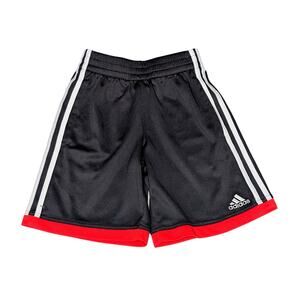 Adidas 3 Stripes Shorts Boys Small Athletic Basketball Soccer Red Black Pockets